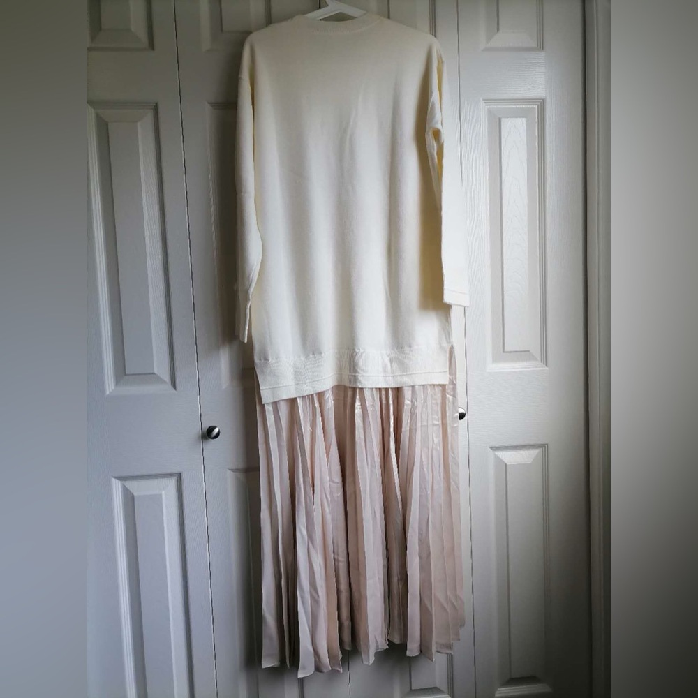 NEW By Anthropologie Long-Sleeve Pleated Twofer Sweater Midi Dress - Picture 4 of 11